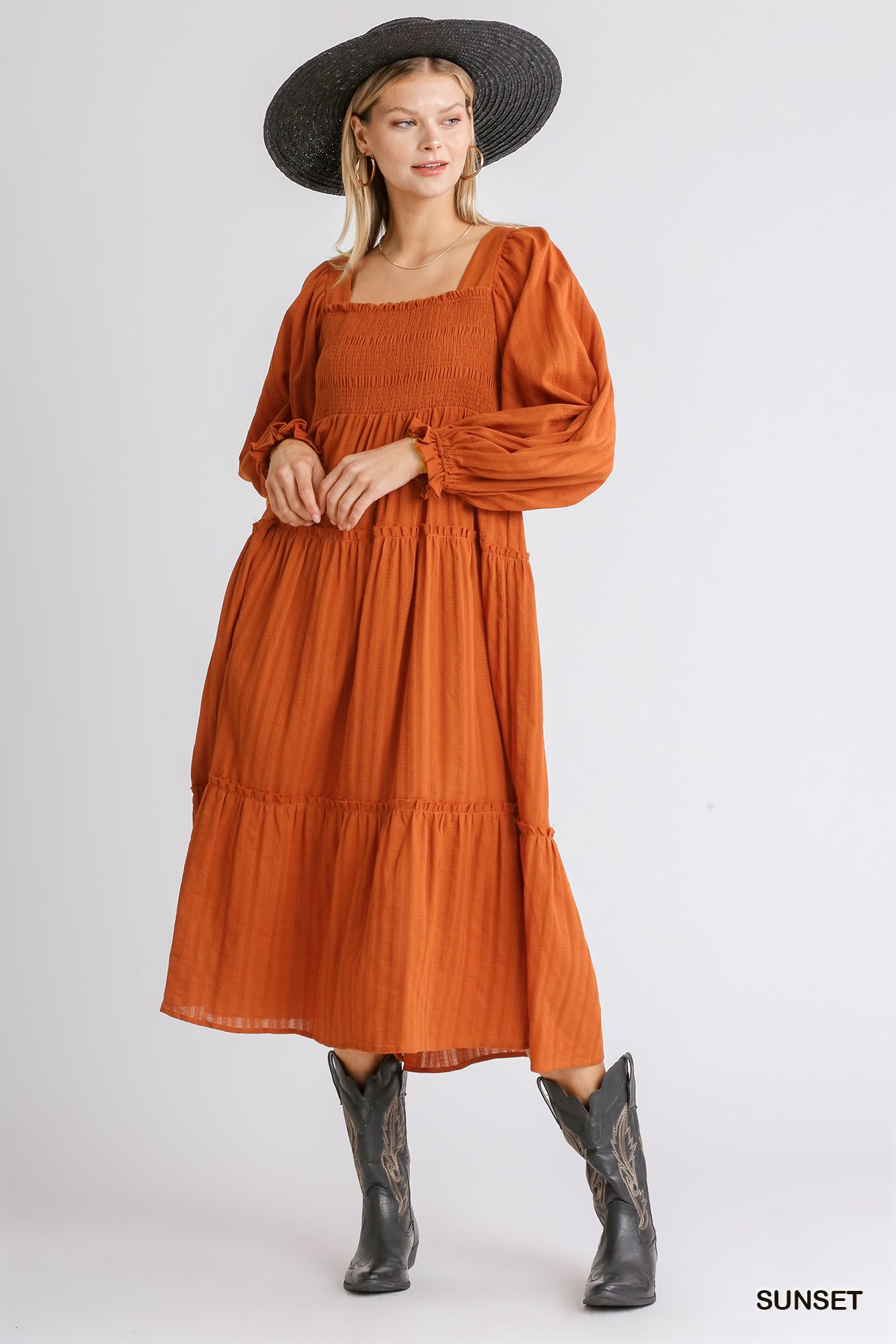 THE SMOCKED LUX DRESS-SUNSET