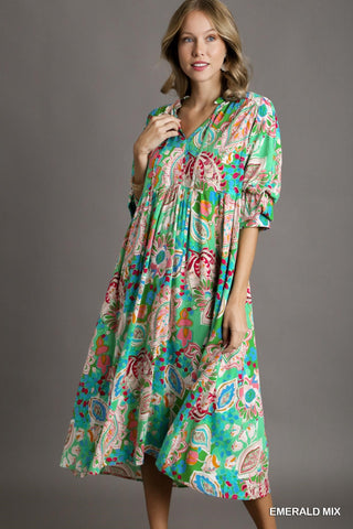 THE PRINTED GREEN MIX DRESS