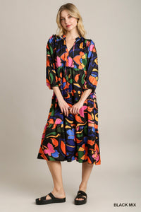 THE ABSTRACT SATIN DRESS-BLACK