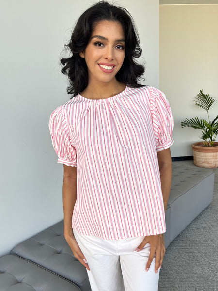 THE PIN STRIPE BOW TOP