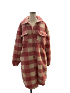 PLAID PINK LONG SHACKET