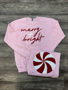 merry +bright peppermint sweatshirt