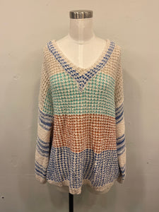 THE STRIPPED MULTI COLOR SWEATER- BLUE