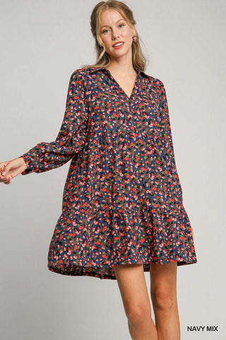 navy floral print dress