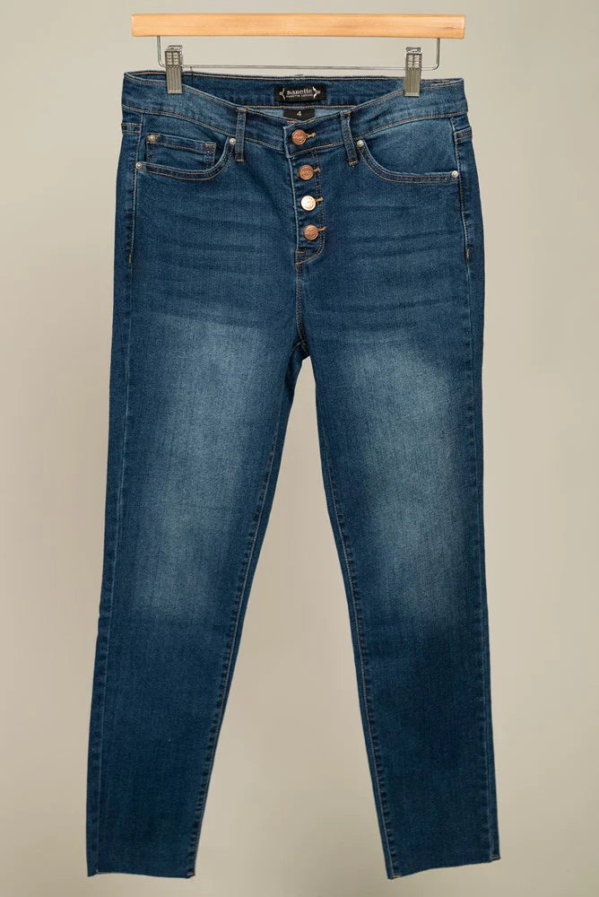 Exposed Button Skinny Jean