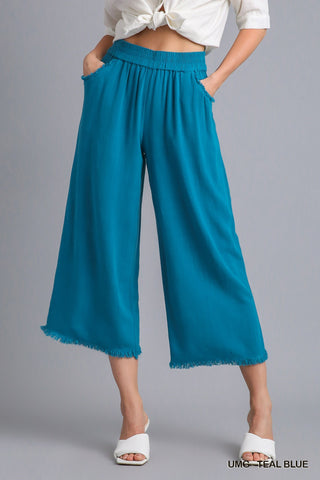 THE CANDY LINEN PANTS-TEAL BLUE