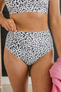 Sandy Shores High-Rise Swim Bottoms- Dalmatian Print