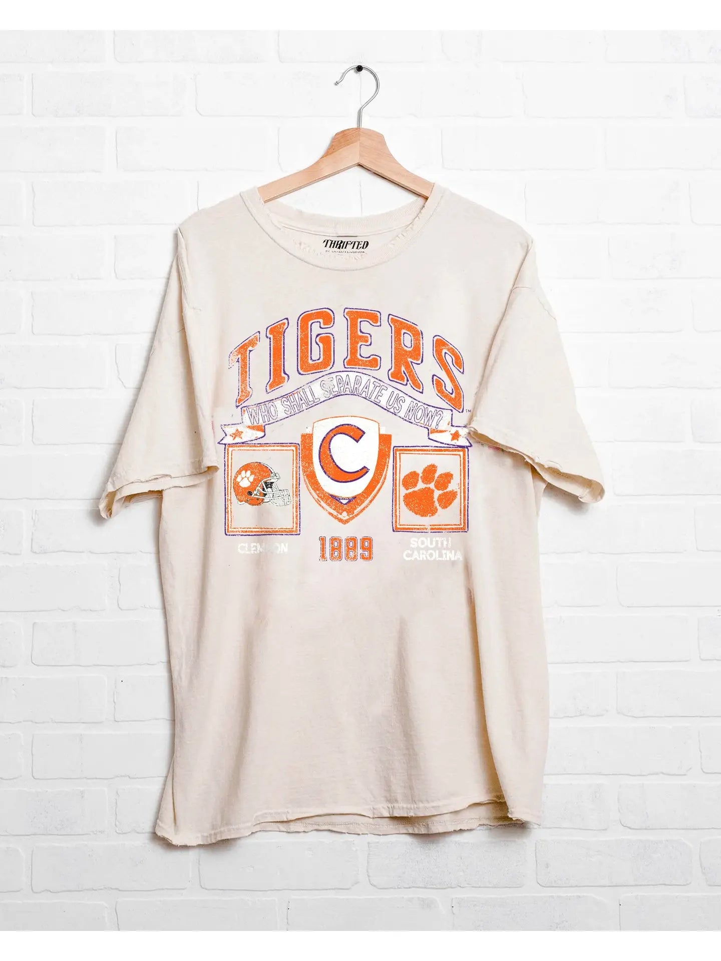 Clemson Tigers Prep Patch Off White Thrifted Tee