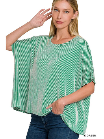 Cord Rib Pin-Striped Oversized Top