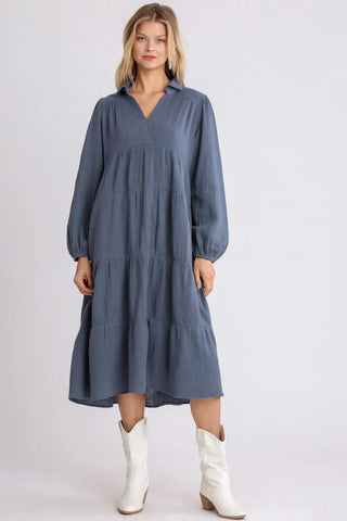 LINEN BLUE ASH DRESS