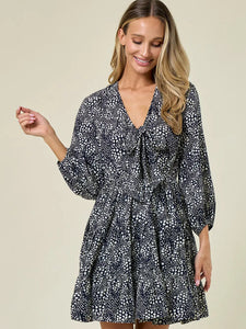 Navy Western Style Printed Tier Dress