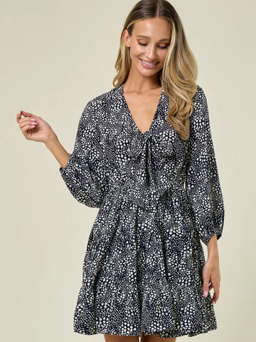 Navy Western Style Printed Tier Dress