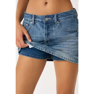Dark Washed Denim Classic Mini Skort