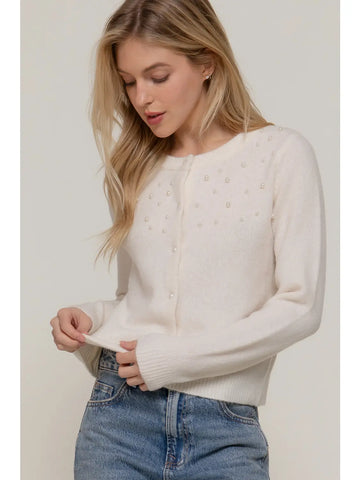 Pearl Embellished Sweater Cardigan SI-28217