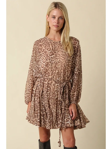 Dani Leopard Long Sleeve Mini Dress
