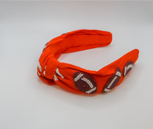 Football Beaded Headband - Orange