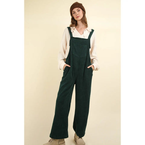 Soft Corduroy Straight Leg Overall Jumpsuit