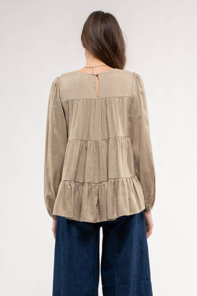TIERED CLIP DOT TOP: OLIVE
