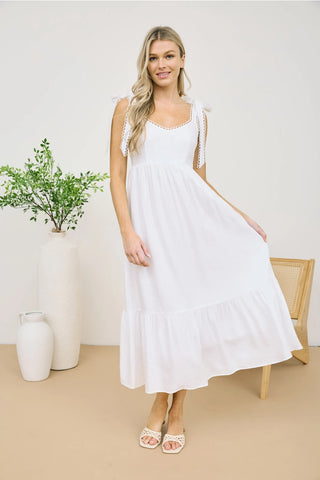 THE SCALLOPED EDGE DRESS- WHITE