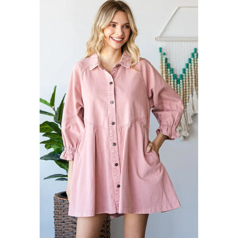 Pink Button Down Dress