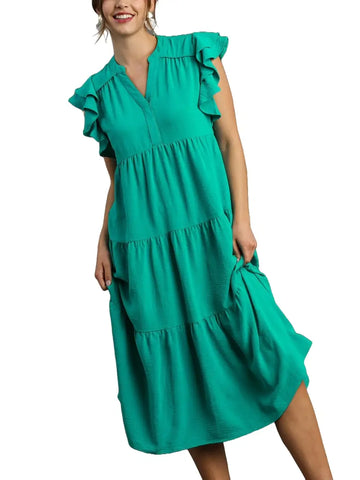 A-Line Tiered Midi Dress