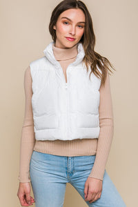 Puffer Vest with Pockets- WHITE