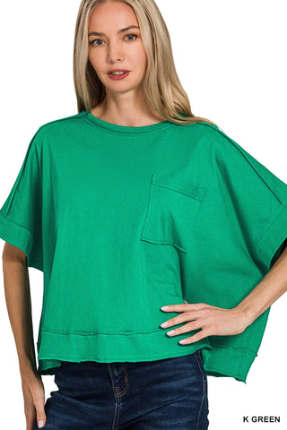 Raw Hem Oversized Tee- green