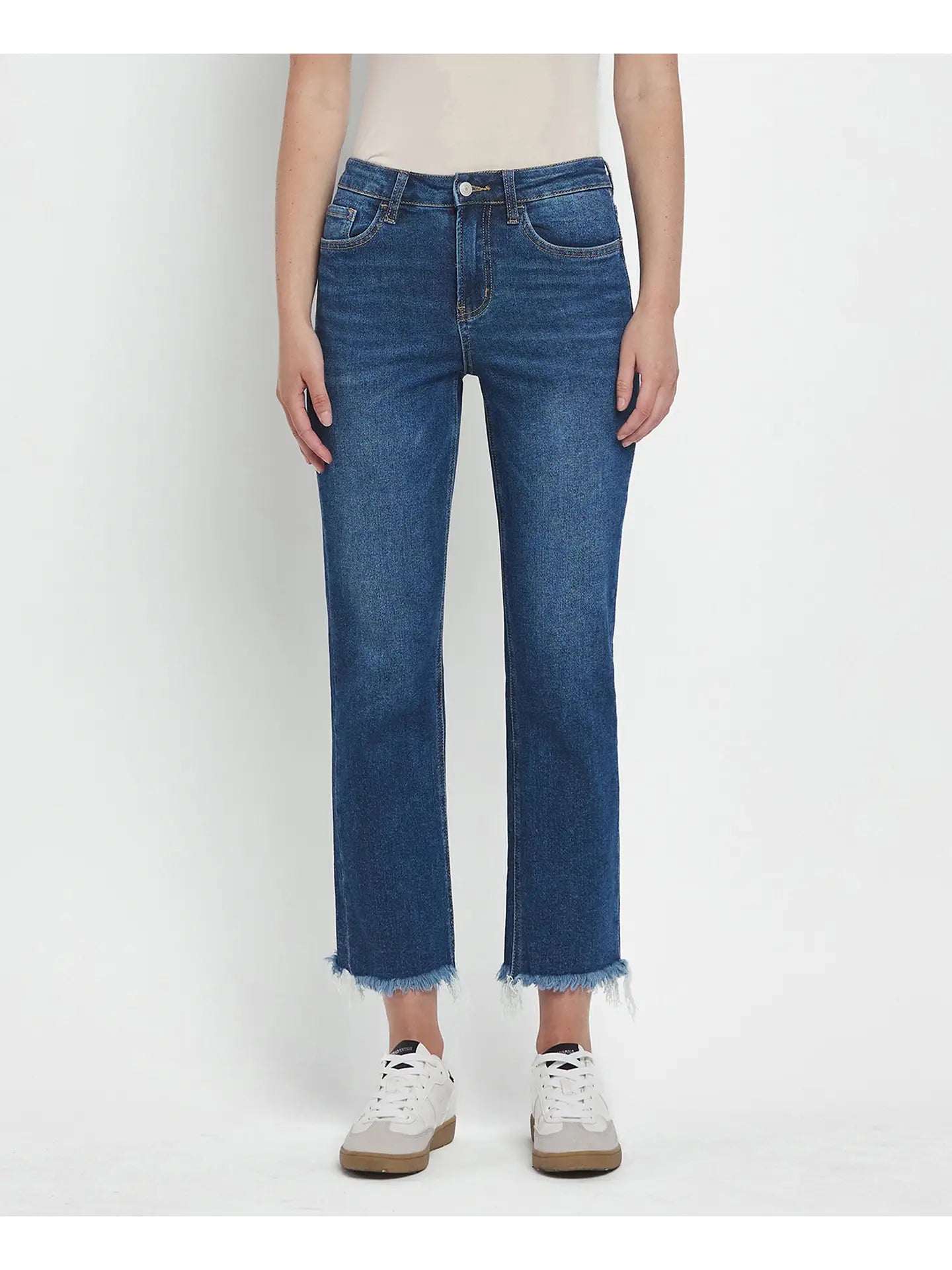 High Rise Crop Straight Jeans