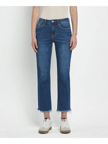 High Rise Crop Straight Jeans