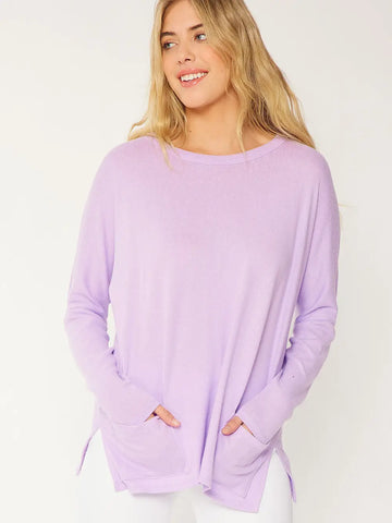 Pullover Brushed Hacci Knit Tunic Top