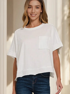 Raw Hem Oversized Tee- white