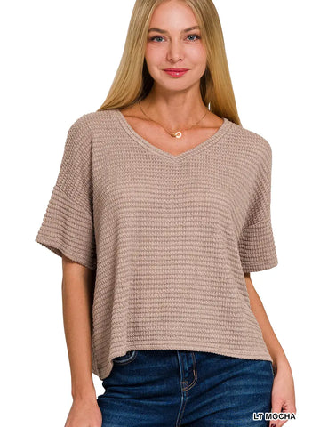 THE CANDY SPRING TOP-MOCHA