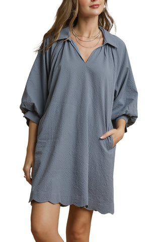 THE SCALOP DRESS-SLATE BLUE