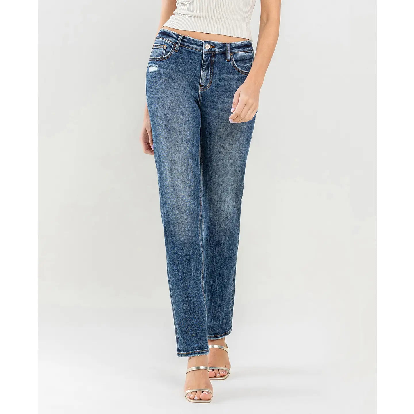 Mid Rise Straight Jeans