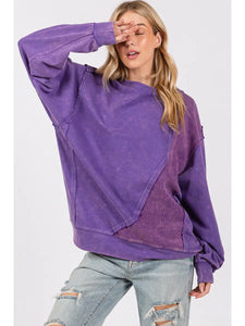 MINERAL WASH  VINTAGE SWEATSHIRT- PURPLE