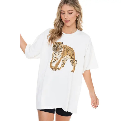 Vintage Tiger Oversized Graphic Top