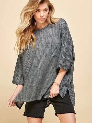 Women Solid Soft Oversized Top with Side Slit Top