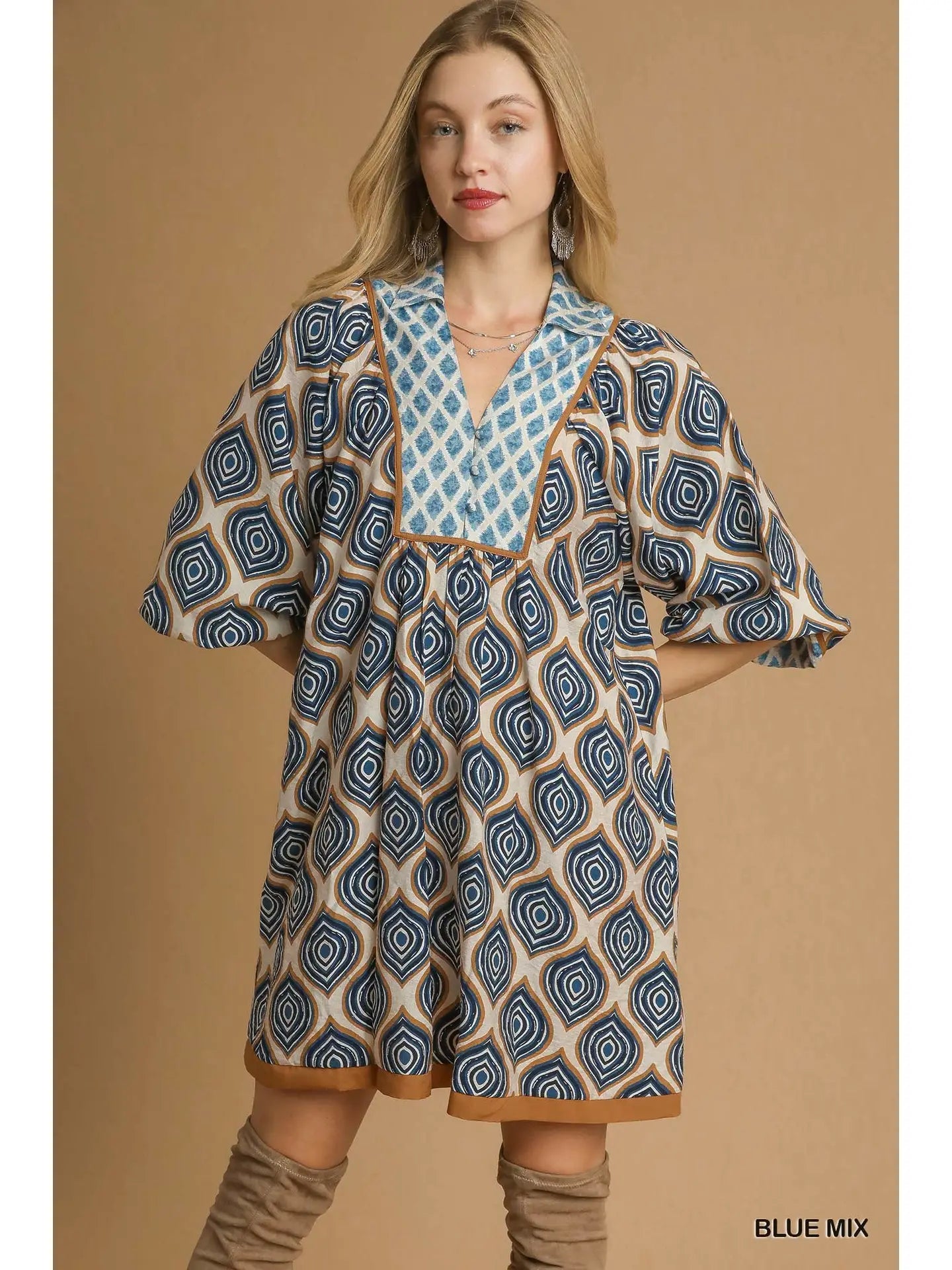 Geometric Print Boho Tunic Dress