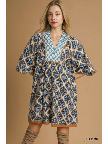 Geometric Print Boho Tunic Dress