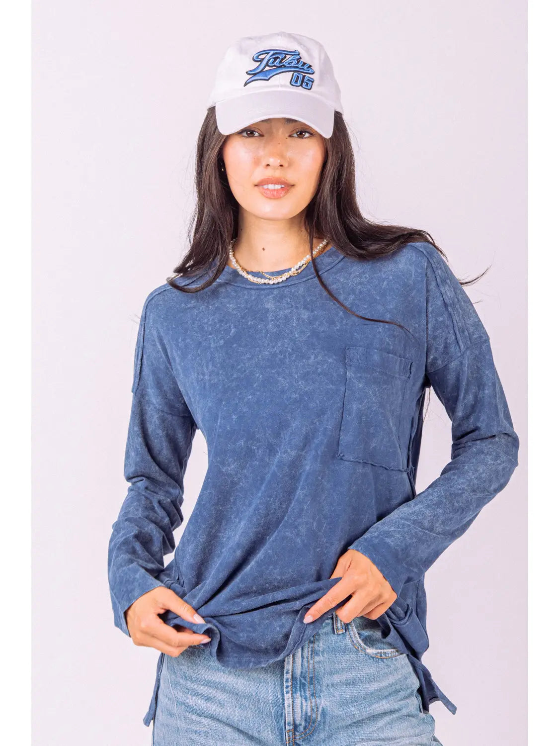 Raw Seam Oversized T- DENIM
