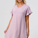 RUFFLE SLEEVE DRESS ORCHID