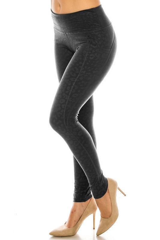 Leopard yoga legging - gray