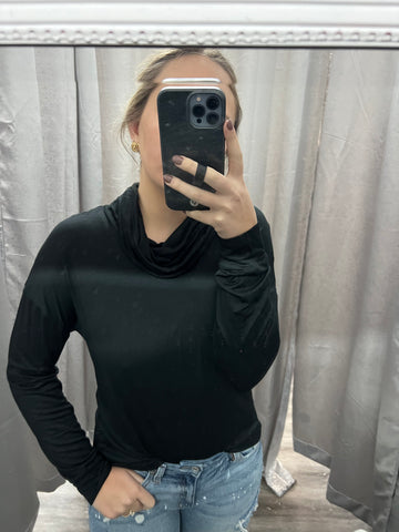 The Black Cowl Neck Top