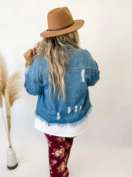 CHEYENNE DISTRESSED DENIM JACKET
